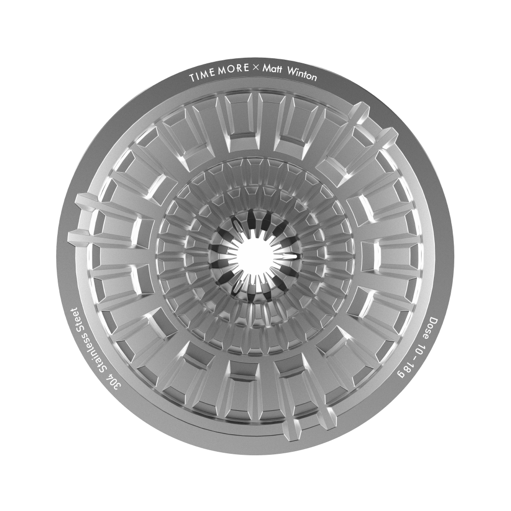 Top view of the TIMEMORE Vector stainless steel internal rib geometry